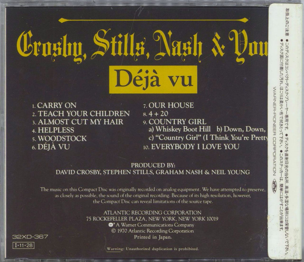 Crosby, Stills, Nash & Young Deja Vu Japanese CD album (CDLP)