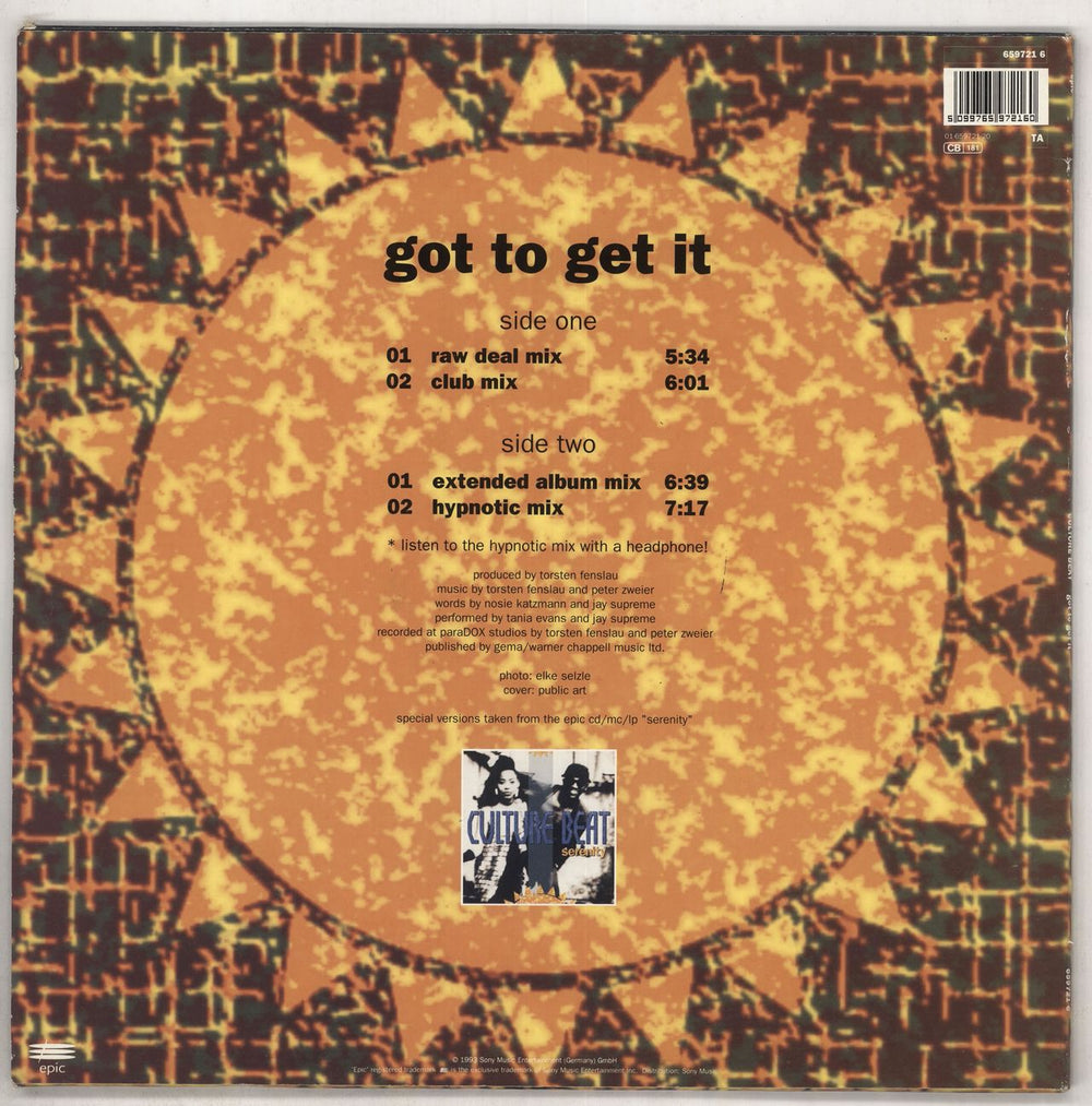 Culture Beat Got To Get It German 12" vinyl single (12 inch record / Maxi-single) 5099765972160