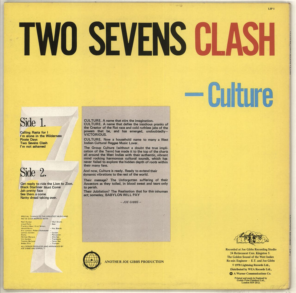 Culture Two Sevens Clash - EX UK vinyl LP album (LP record)