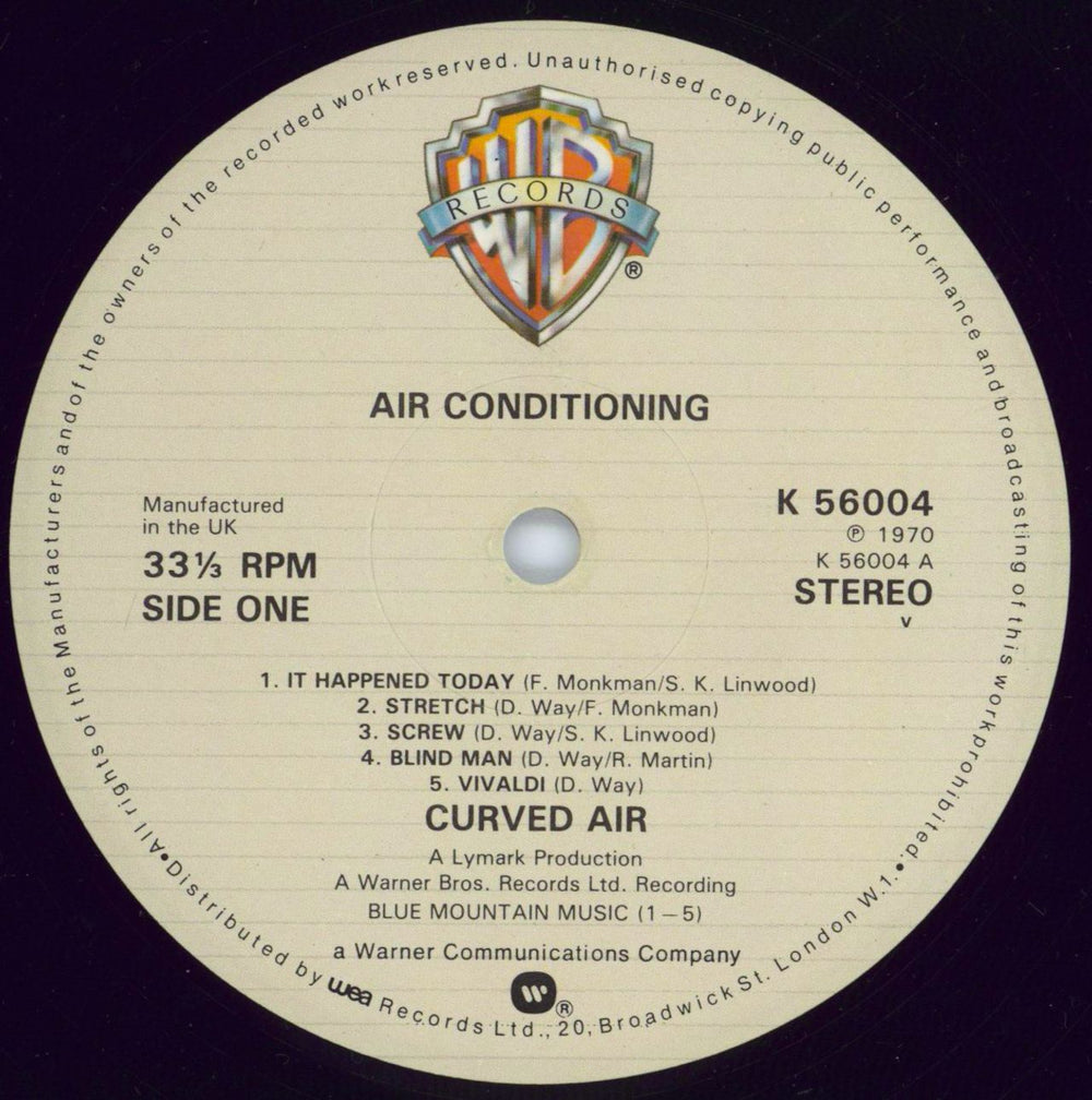 Curved Air Air Conditioning - 80s UK vinyl LP album (LP record) CVDLPAI771656