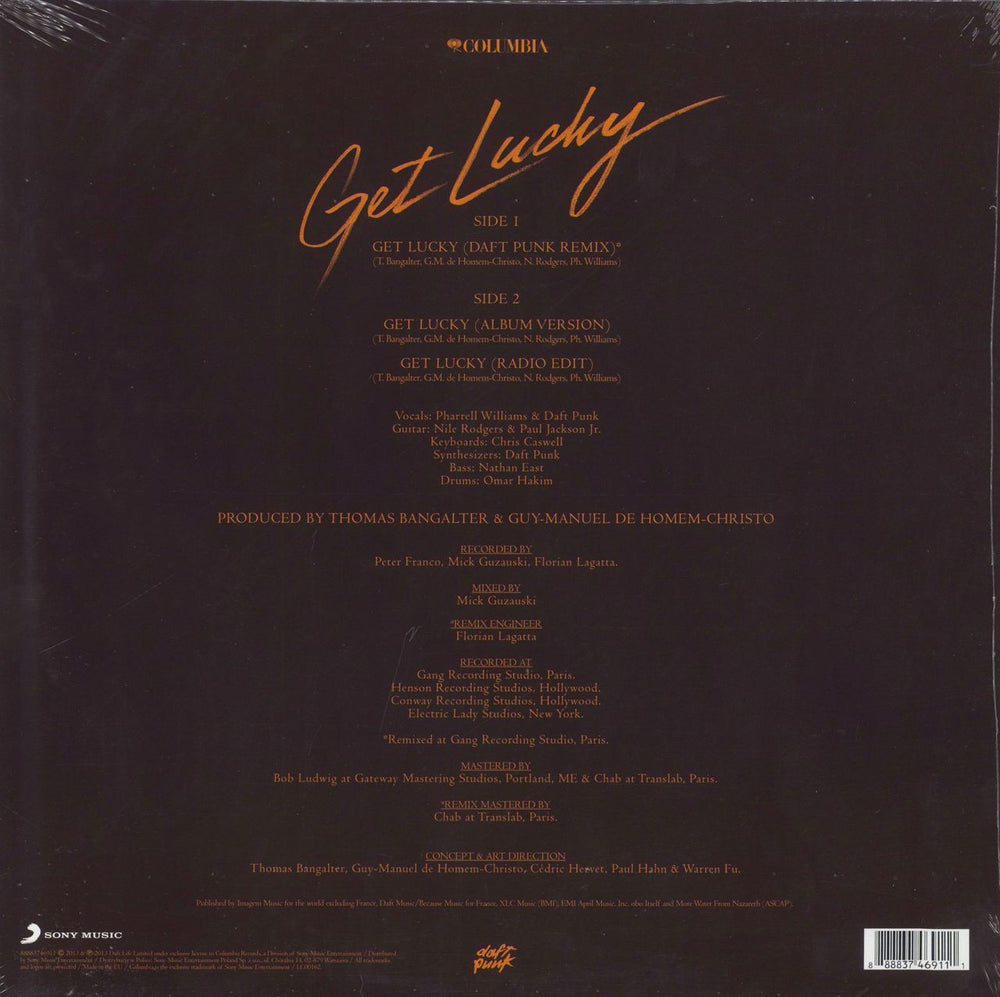 Daft Punk Get Lucky - 180 Gram Vinyl - Sealed UK 12" vinyl single (12 inch record / Maxi-single) 888837469111