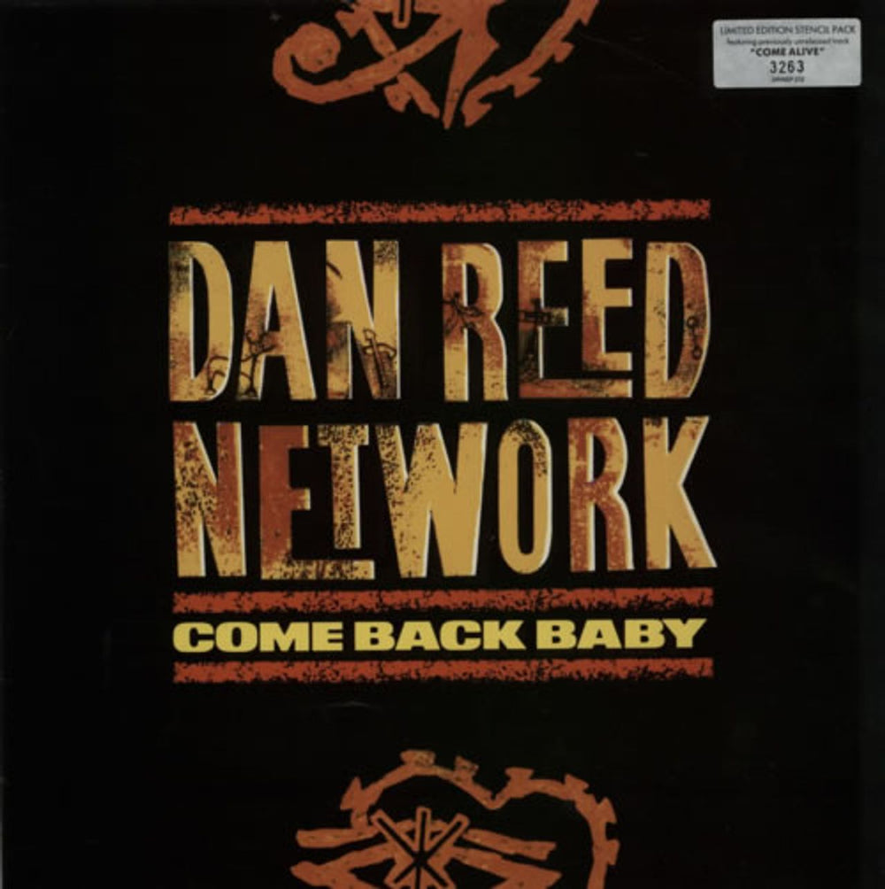 Dan Reed Network Come Back Baby + Stencil UK 12" vinyl single (12 inch record / Maxi-single) DRNSP212