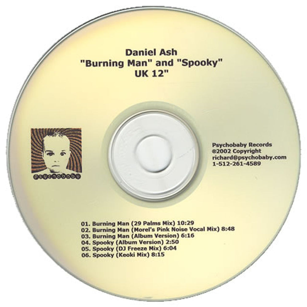 Daniel Ash Burning Man /Spooky US Promo CD-R acetate CD ACETATE