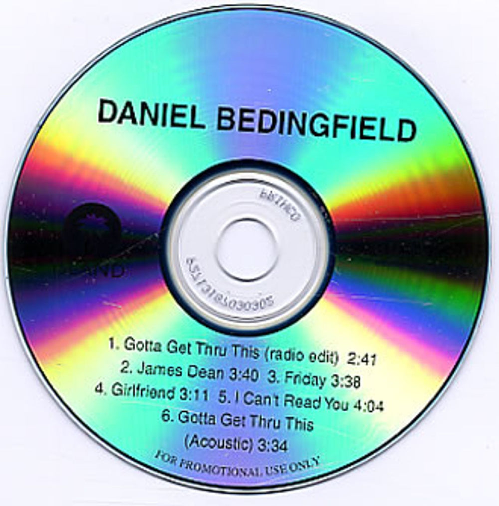 Daniel Bedingfield Gotta Get Thru This US Promo CD-R acetate CDR ACETATE