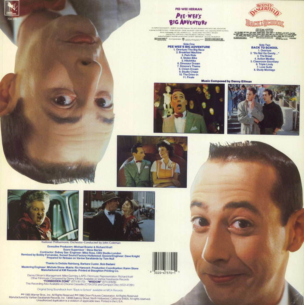 Danny Elfman Pee-Wee's Big Adventure / Back To School OST US vinyl LP album (LP record) 030206737011