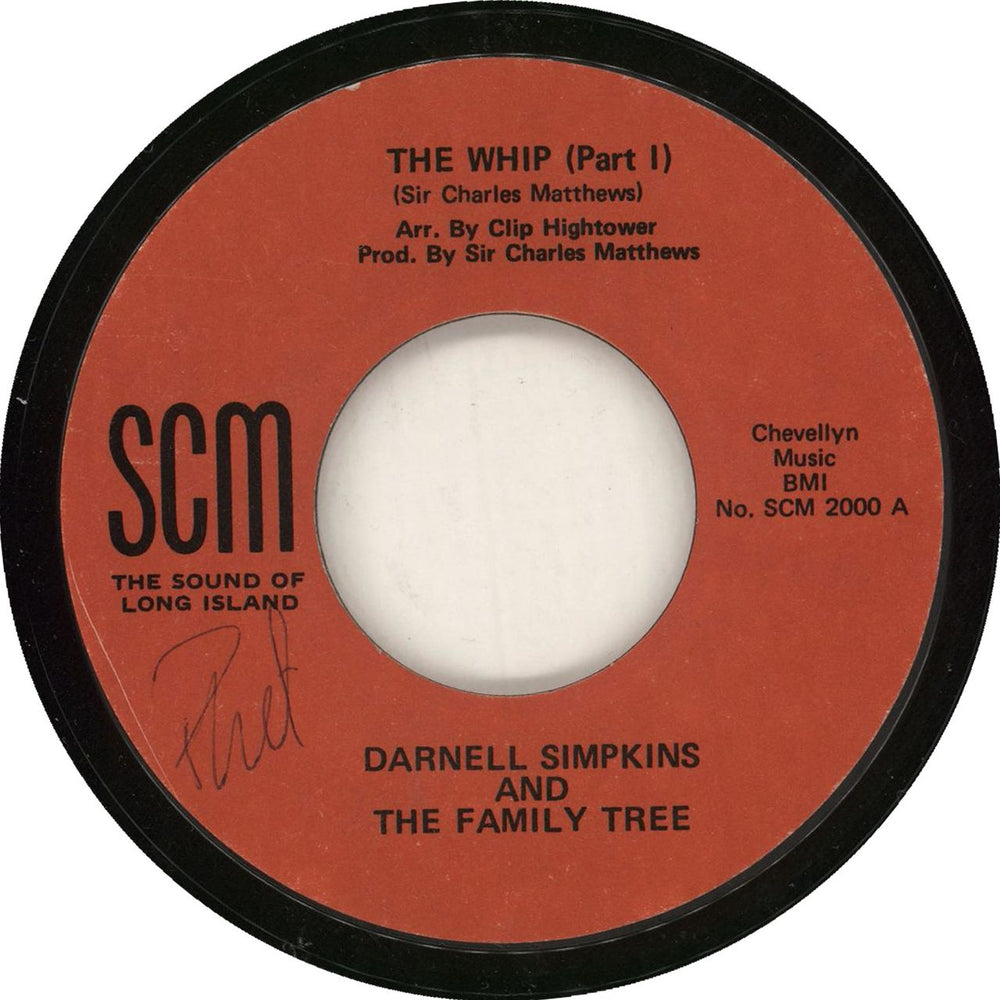 Darnell Simpkins The Whip US 7" vinyl single (7 inch record / 45) SCM2000