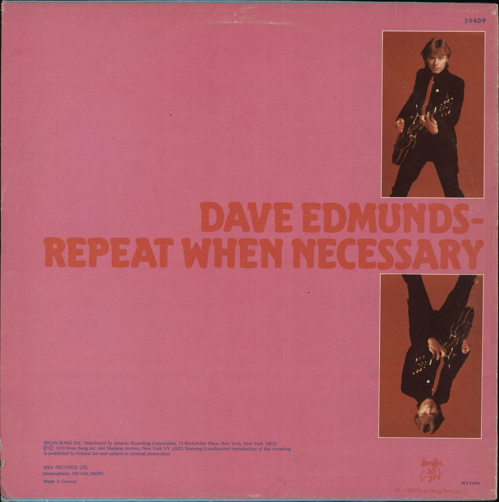 Dave Edmunds Repeat When Necessary Greek vinyl LP album (LP record)