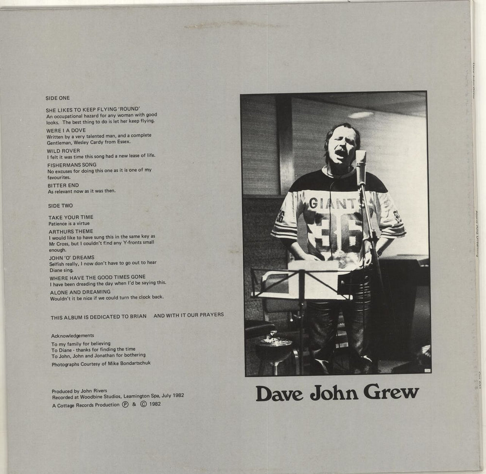 Dave John Grew Alone And Dreaming - Autographed UK vinyl LP album (LP record)