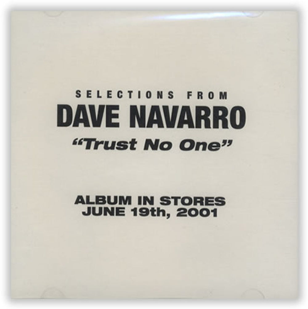 Dave Navarro Selections From Trust No One US Promo CD-R acetate CD-R ACETATE