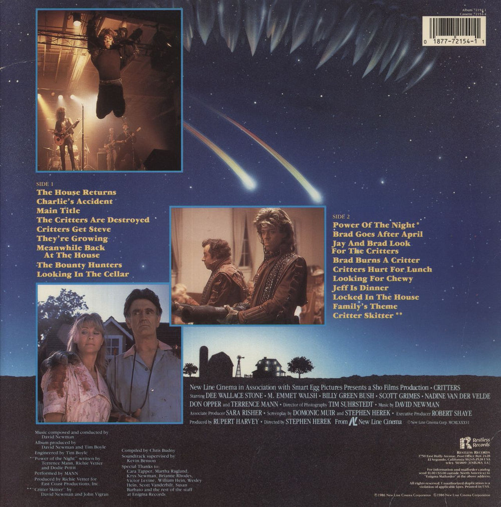 Dave Newman Critters [Original Motion Picture Soundtrack] US vinyl LP album (LP record) 018777215411