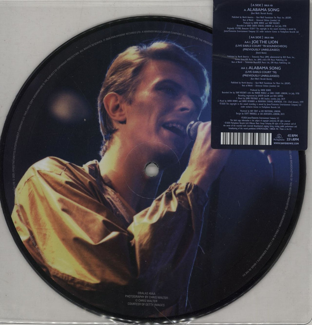 David Bowie Alabama Song - 40th Anniversary Edition - Sticker Sealed UK 7" vinyl picture disc (7 inch picture disc single) BOW7PAL751115