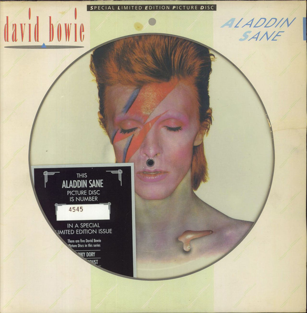 David Bowie Aladdin Sane + Certificate - EX UK picture disc LP (vinyl picture disc album) BOPIC1