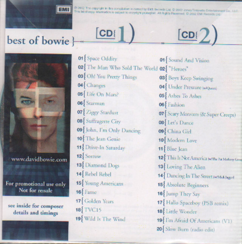 David Bowie Best Of Bowie UK Promo CD-R acetate BOWCRBE226417