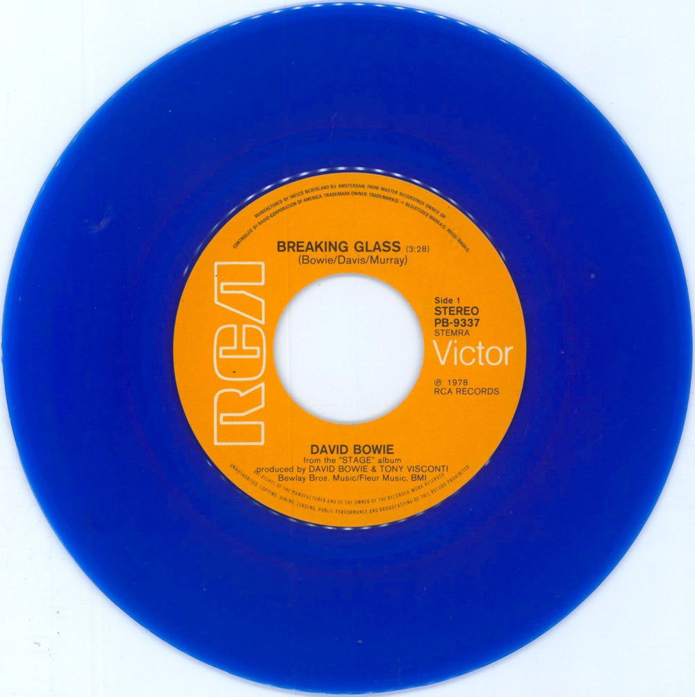 David Bowie Breaking Glass - Blue Vinyl - EX Dutch 7" vinyl single (7 inch record / 45) BOW07BR797528