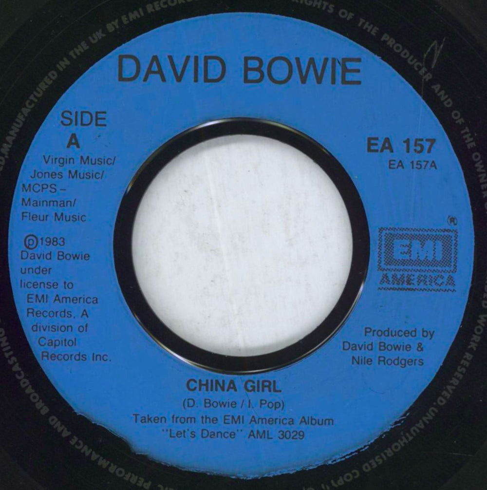 David Bowie China Girl - wide centre UK 7" vinyl single (7 inch record / 45) BOW07CH657187