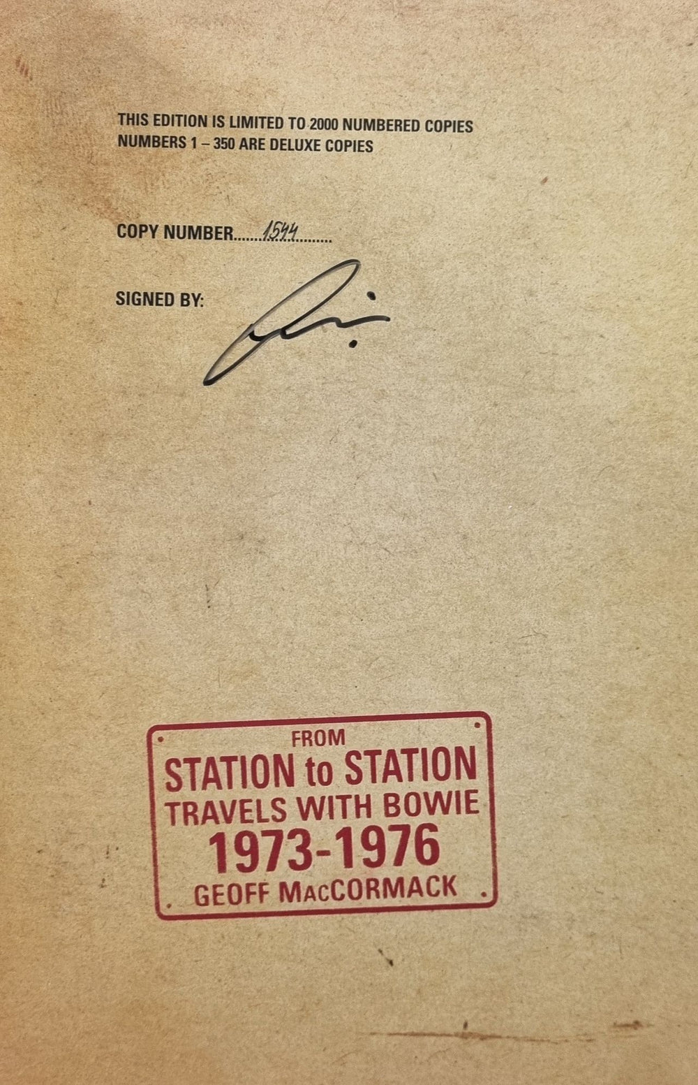 David Bowie From Station To Station - Collector's Edition - Geoff UK book 2007