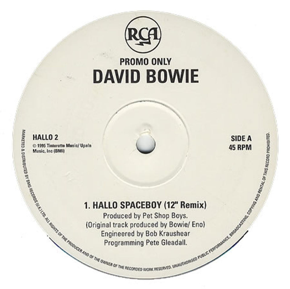 David Bowie Hallo Spaceboy - 1 Sided UK Promo 12" vinyl single (12 inch record / Maxi-single) HALLO2