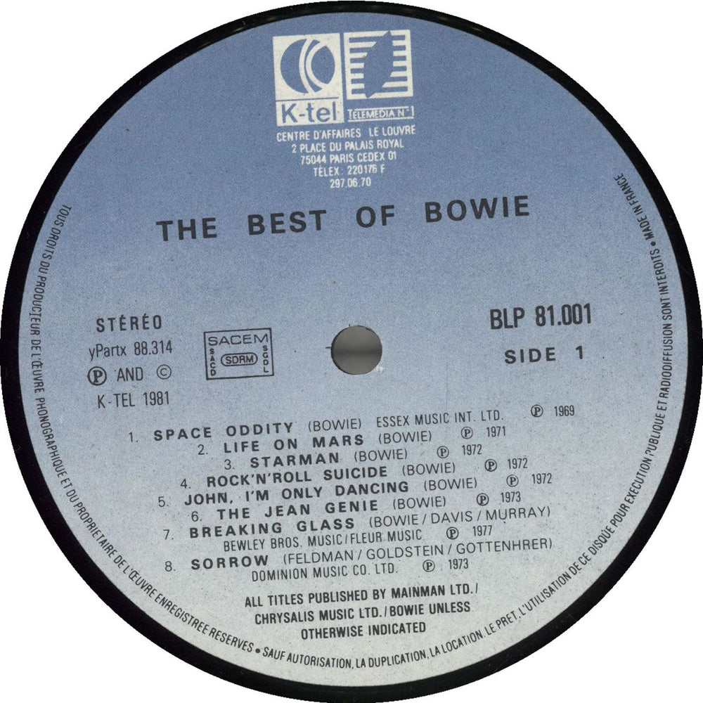 David Bowie The Best Of Bowie - blue label French vinyl LP album (LP record) BOWLPTH698668