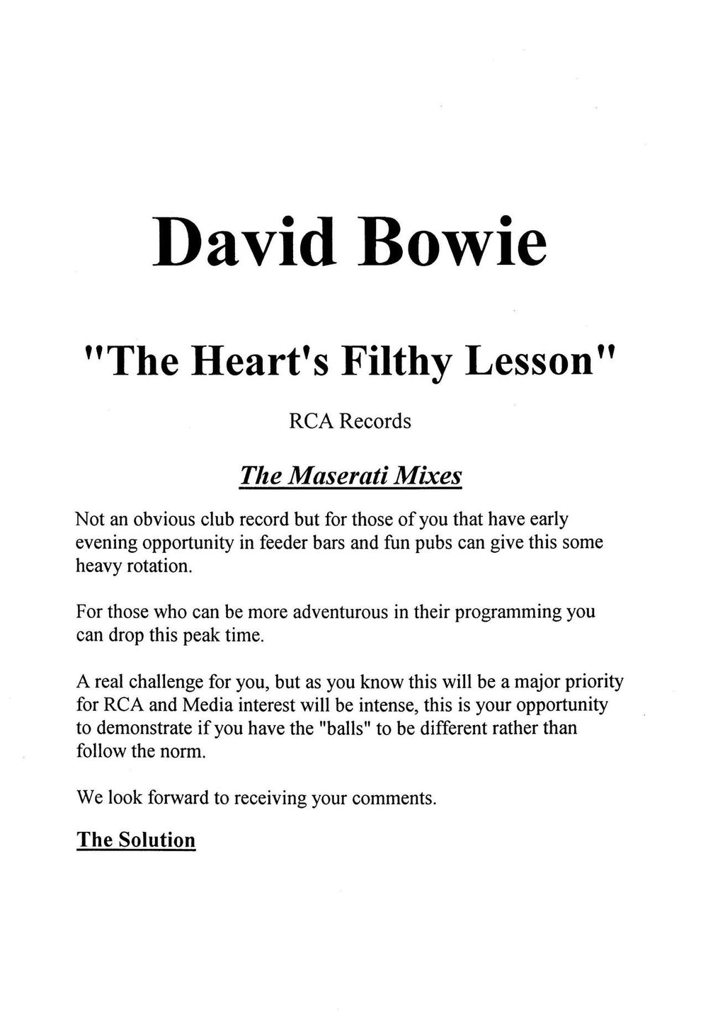 David Bowie The Heart's Filthy Lesson UK Promo 12" vinyl single (12 inch record / Maxi-single) BOW12TH52641