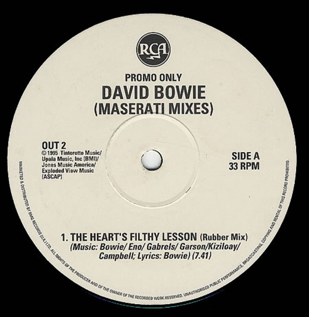 David Bowie The Heart's Filthy Lesson UK Promo 12" vinyl single (12 inch record / Maxi-single) OUT2