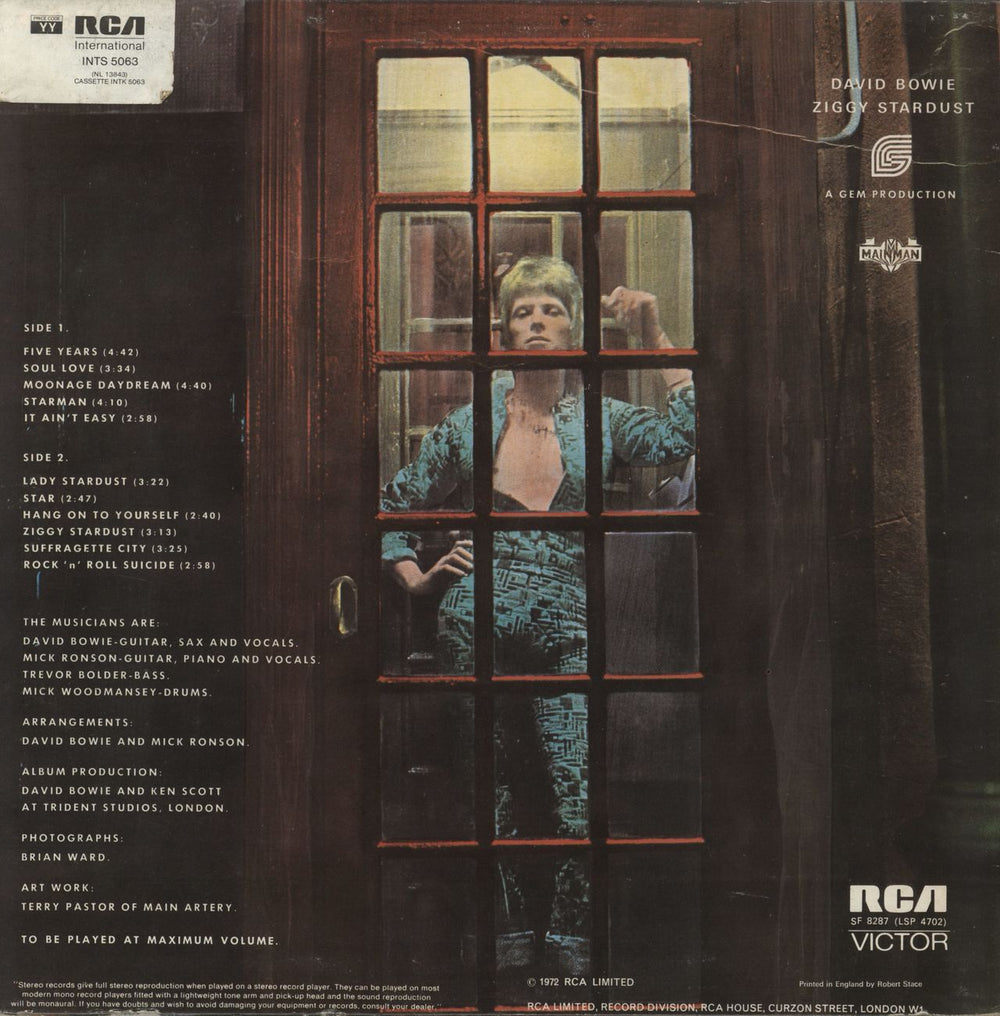 David Bowie The Rise And Fall Of Ziggy Stardust - 3rd UK vinyl LP album (LP record)