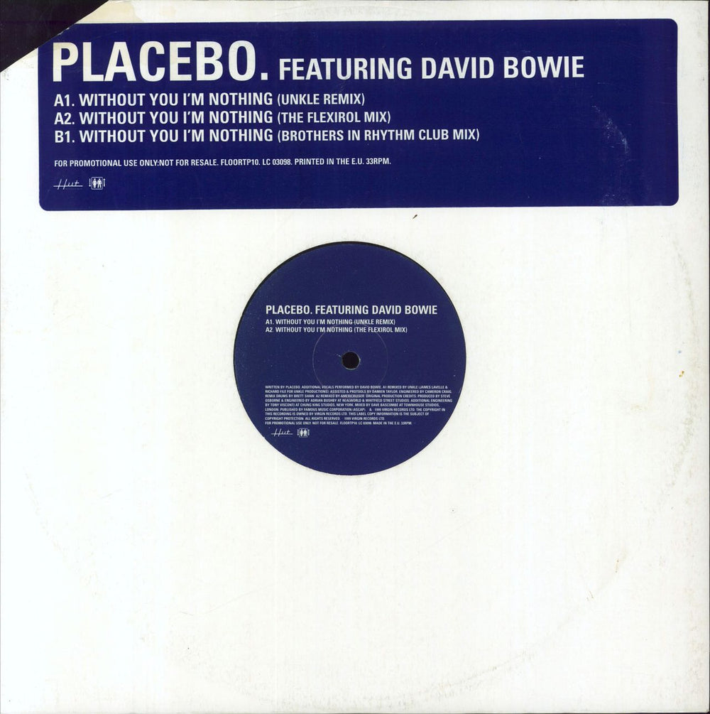 David Bowie Without You I'm Nothing UK Promo 12" vinyl single (12 inch record / Maxi-single) FLOORTP10