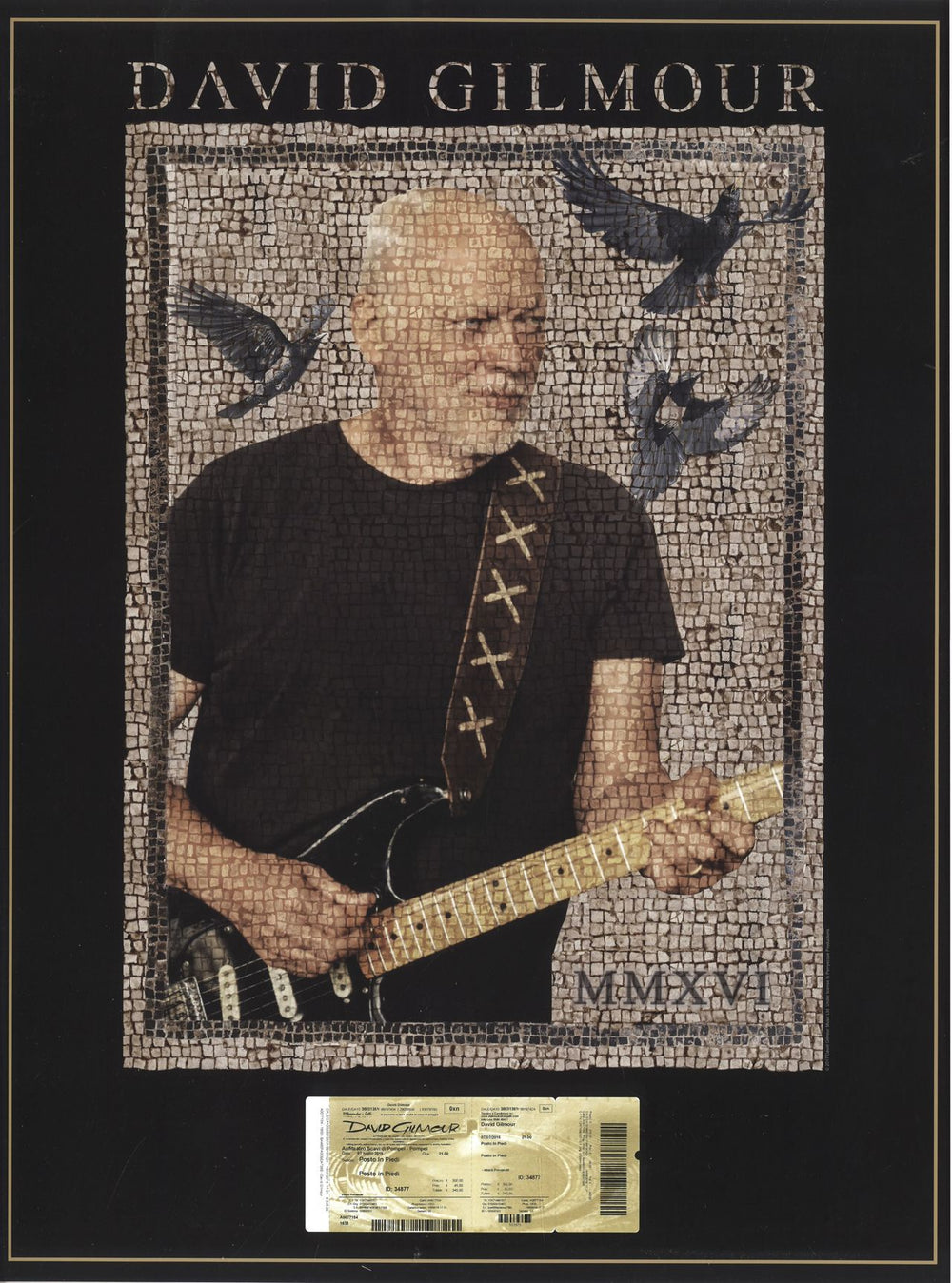 David Gilmour Live 2016 - Pompei UK poster 24 X 18 POSTER