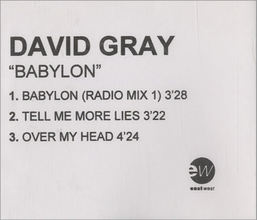 David Gray Babylon UK Promo CD-R acetate CD ACETATE