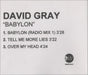 David Gray Babylon UK Promo CD-R acetate CD ACETATE