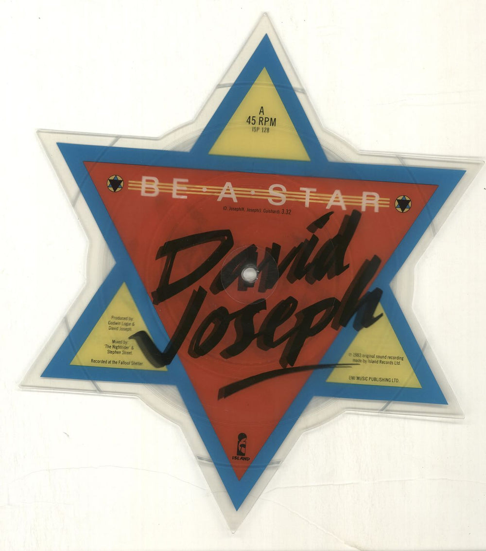 David Joseph Be A Star UK shaped picture disc (picture disc vinyl record) ISP128