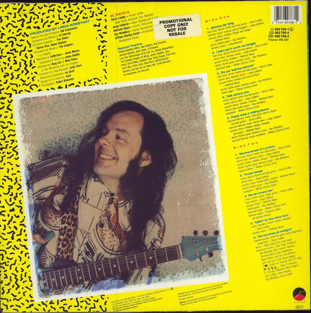 David Lindley  Very Greasy German vinyl LP album (LP record) 075596076814