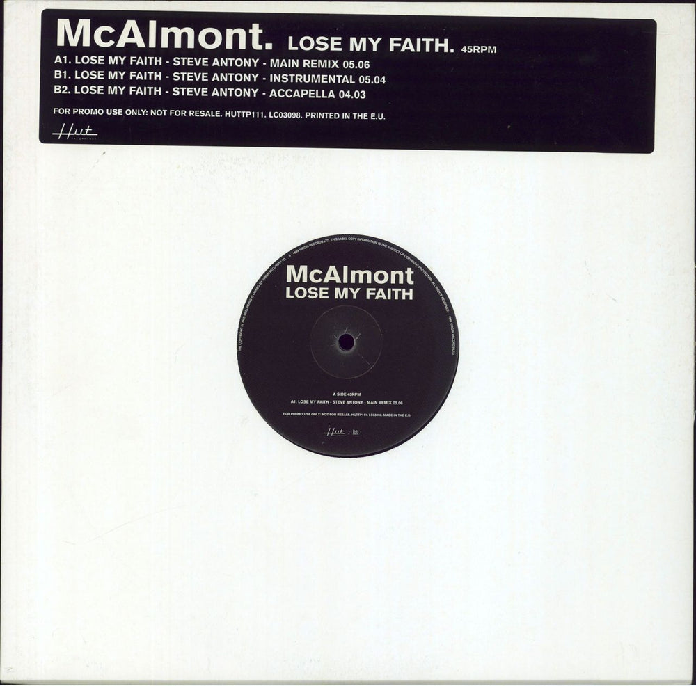 David McAlmont Lose My Faith UK Promo 12" vinyl single (12 inch record / Maxi-single) HUTTP111