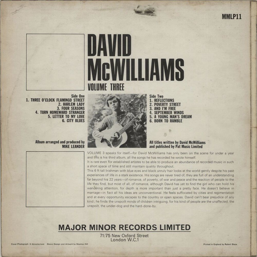 David McWilliams Volume Three - Mono - EX UK vinyl LP album (LP record) VMCLPVO382194