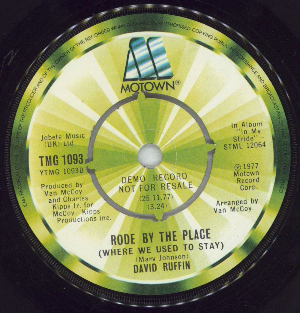 David Ruffin You're My Peace Of Mind - EX UK Promo 7" vinyl single (7 inch record / 45)