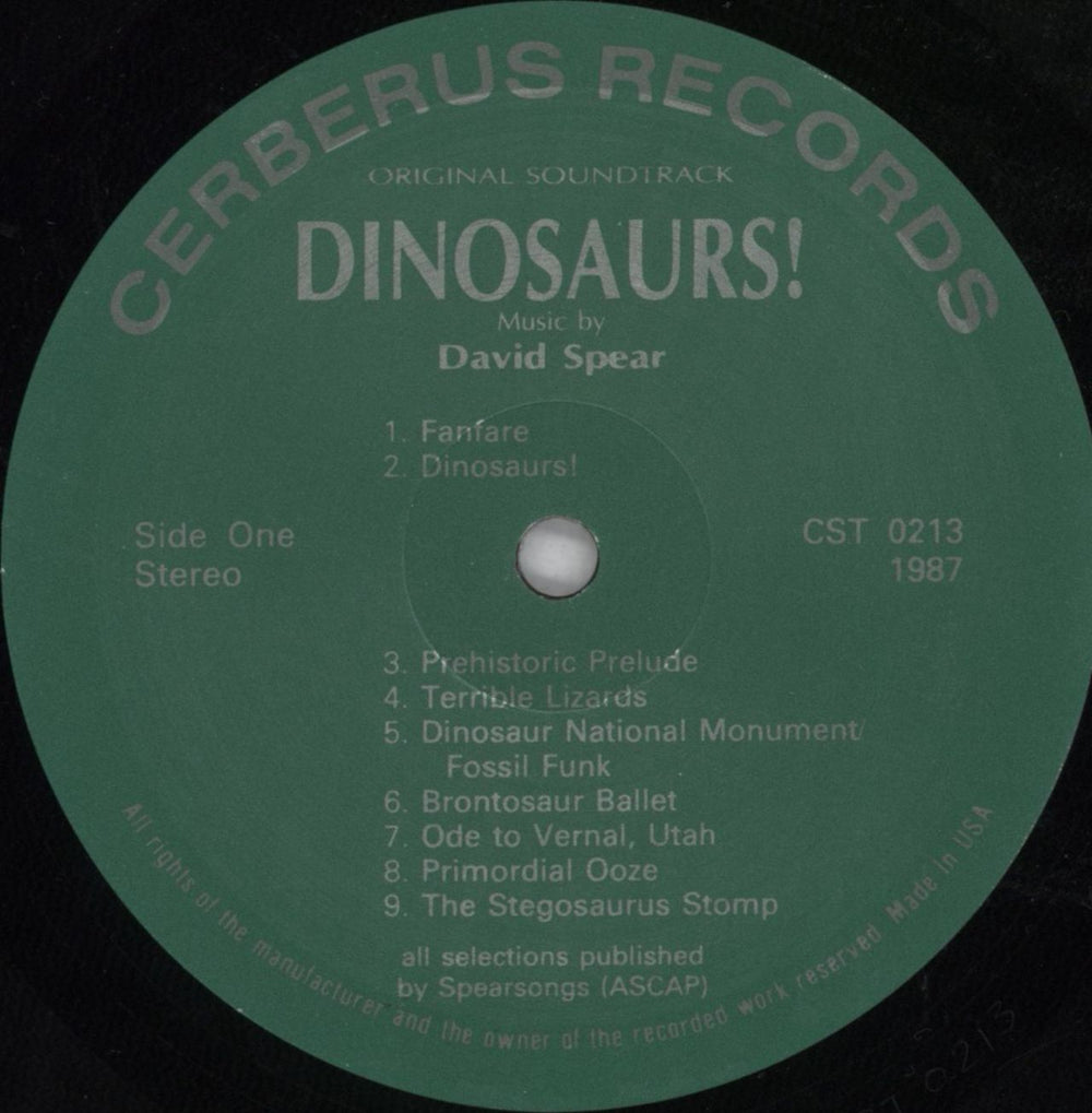 David Spear Dinosaurs OST - Shrink US vinyl LP album (LP record) 6AXLPDI820712