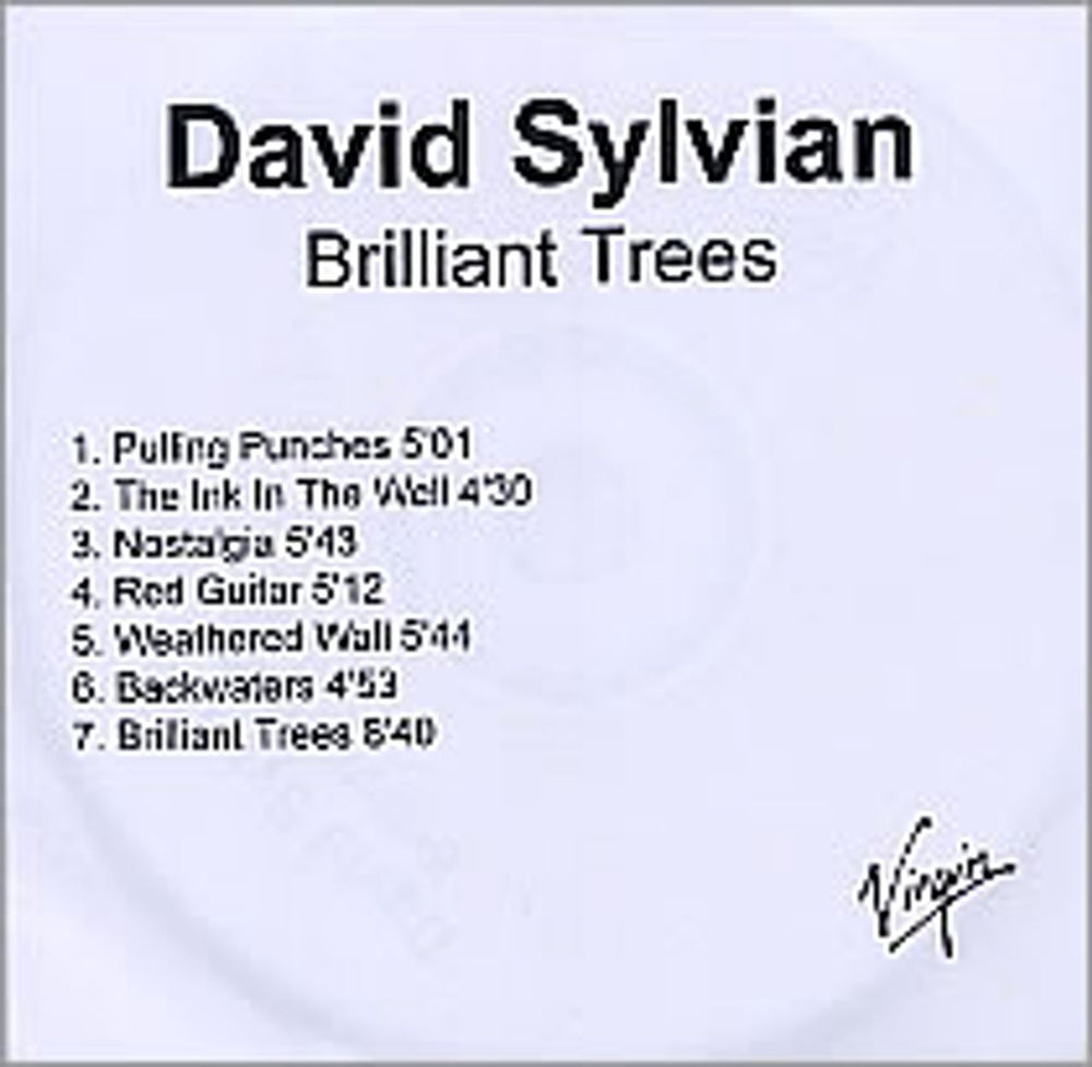 David Sylvian Brilliant Trees UK Promo CD-R acetate CD-R ACETATE