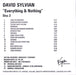 David Sylvian Everything & Nothing UK Promo 2 CD album set (Double CD) SYL2CEV618360