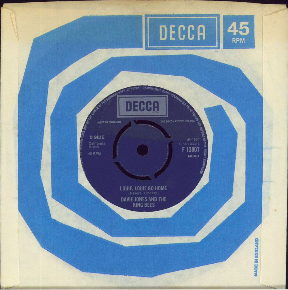 Davie Jones & The Kingbees Liza Jane - EX UK 7" vinyl single (7 inch record / 45)