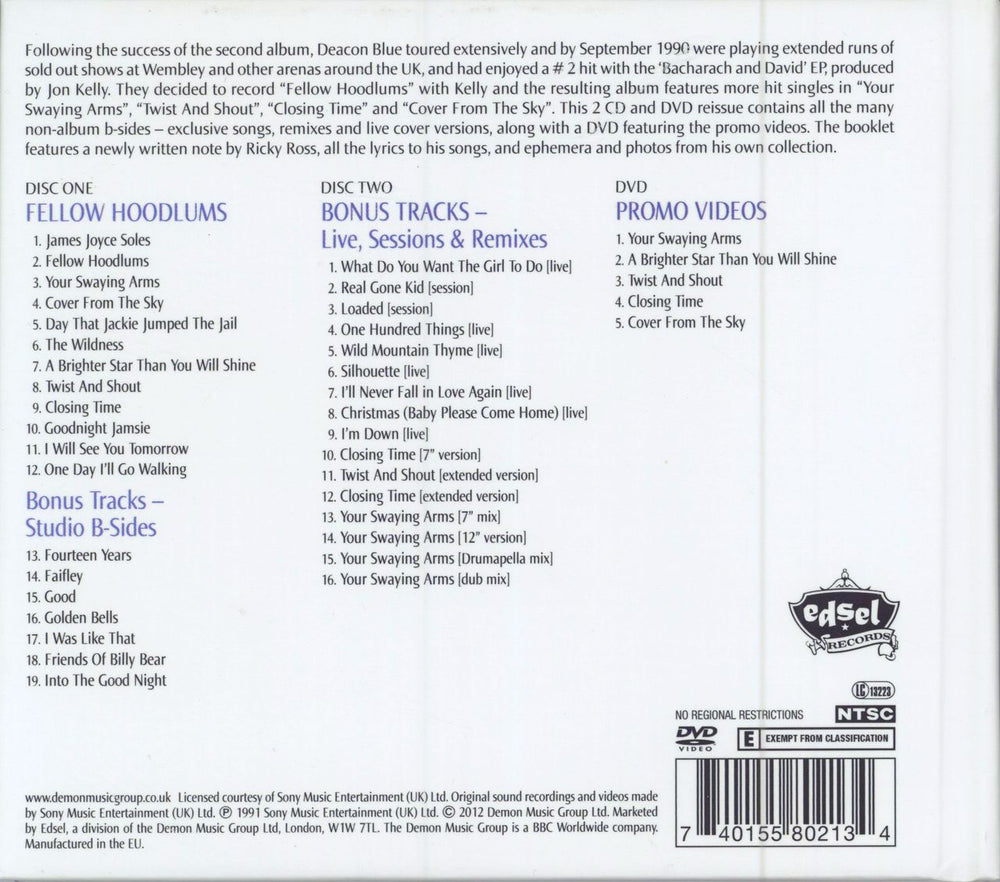 Deacon Blue Fellow Hoodlums: Deluxe Edition UK 3-disc CD/DVD Set DBL3DFE783935