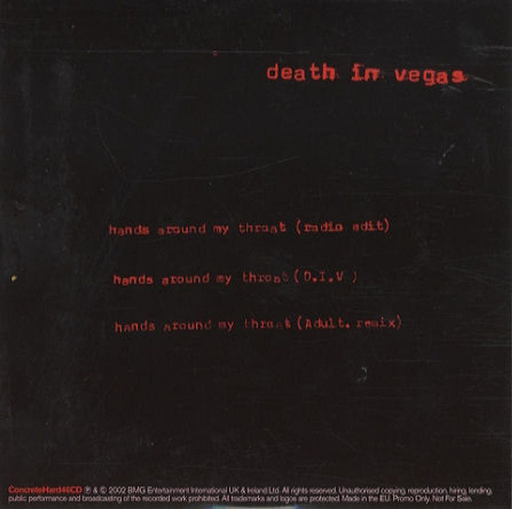 Death In Vegas Hands Around My Throat UK Promo CD single (CD5 / 5") HARD46CD