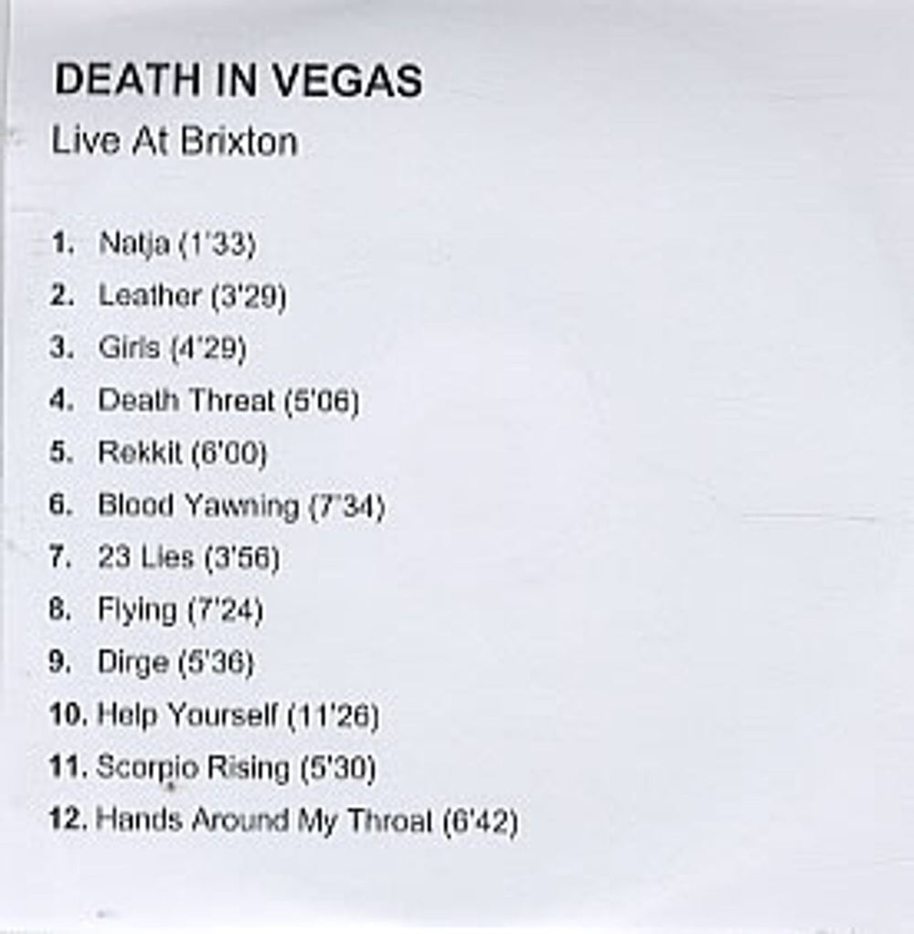 Death In Vegas Satans Circus + Live At Brixton UK Promo CD-R acetate DEACRSA306163