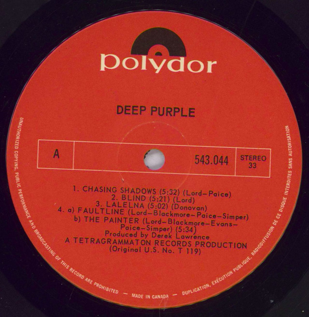 Deep Purple Deep Purple Canadian vinyl LP album (LP record) DEELPDE829896