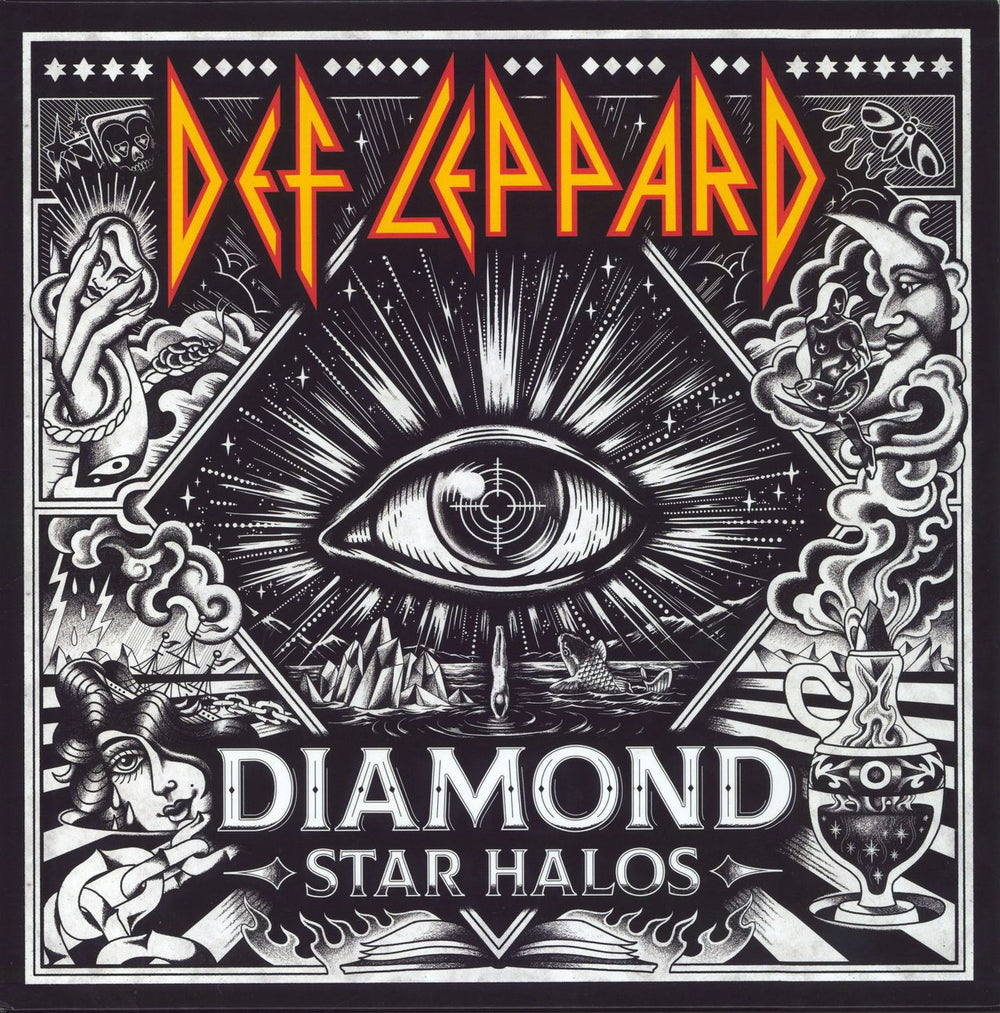 Def Leppard Diamond Star Halos - Clear Vinyl UK 2-LP vinyl record set (Double LP Album) 3894516