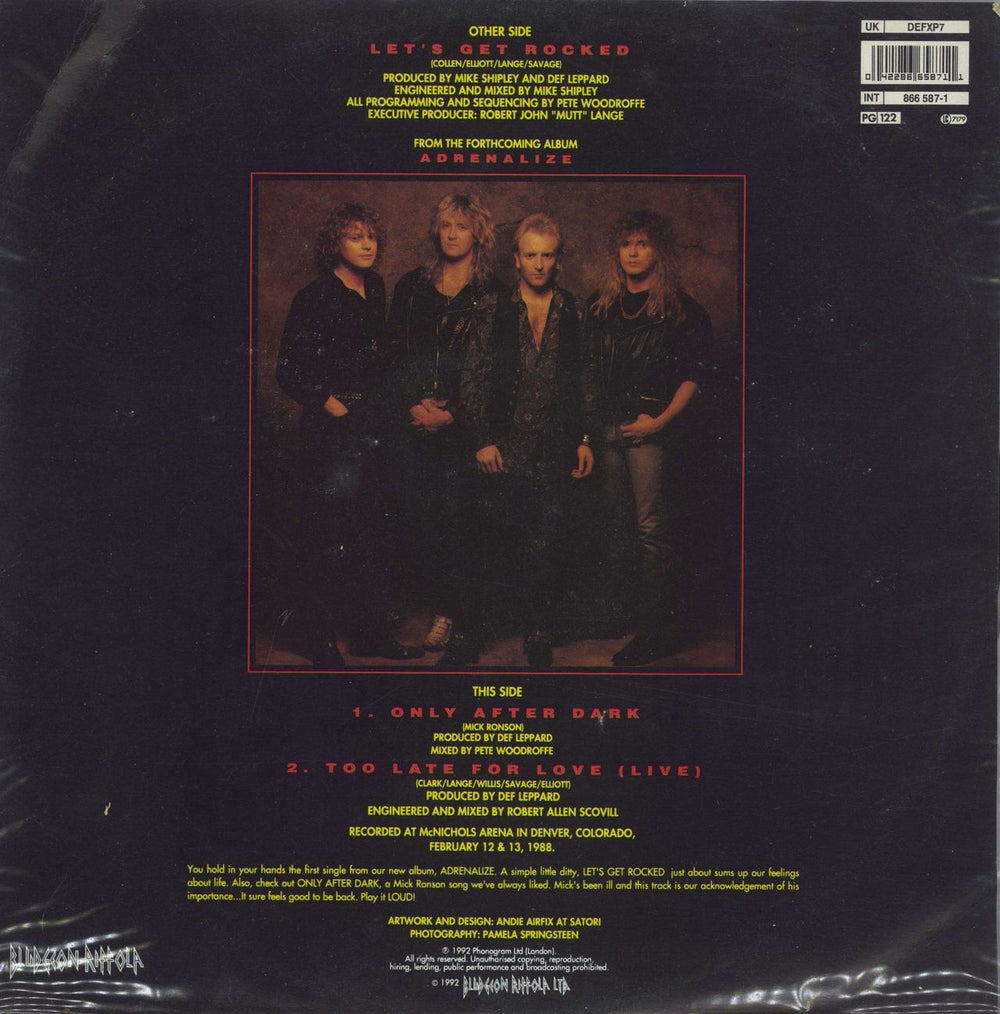 Def Leppard Let's Get Rocked -VG UK 12" vinyl picture disc (12 inch picture record) 042286658711