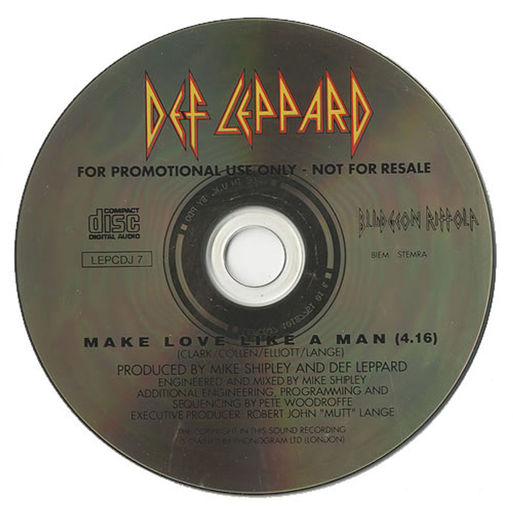 Def Leppard Make Love Like A Man UK Promo CD single (CD5 / 5") LEPCDJ7