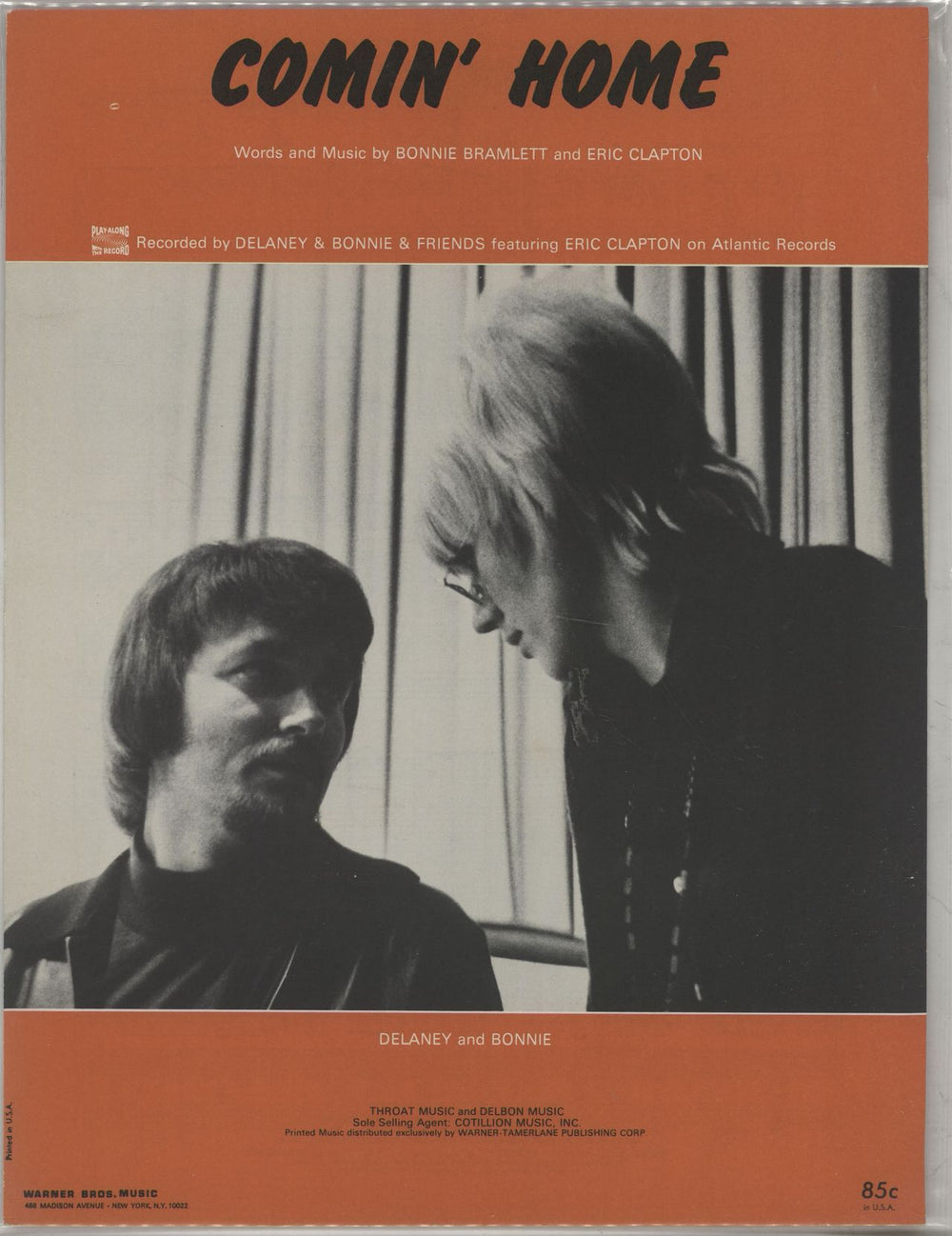 Delaney & Bonnie Comin' Home US sheet music SHEET MUSIC