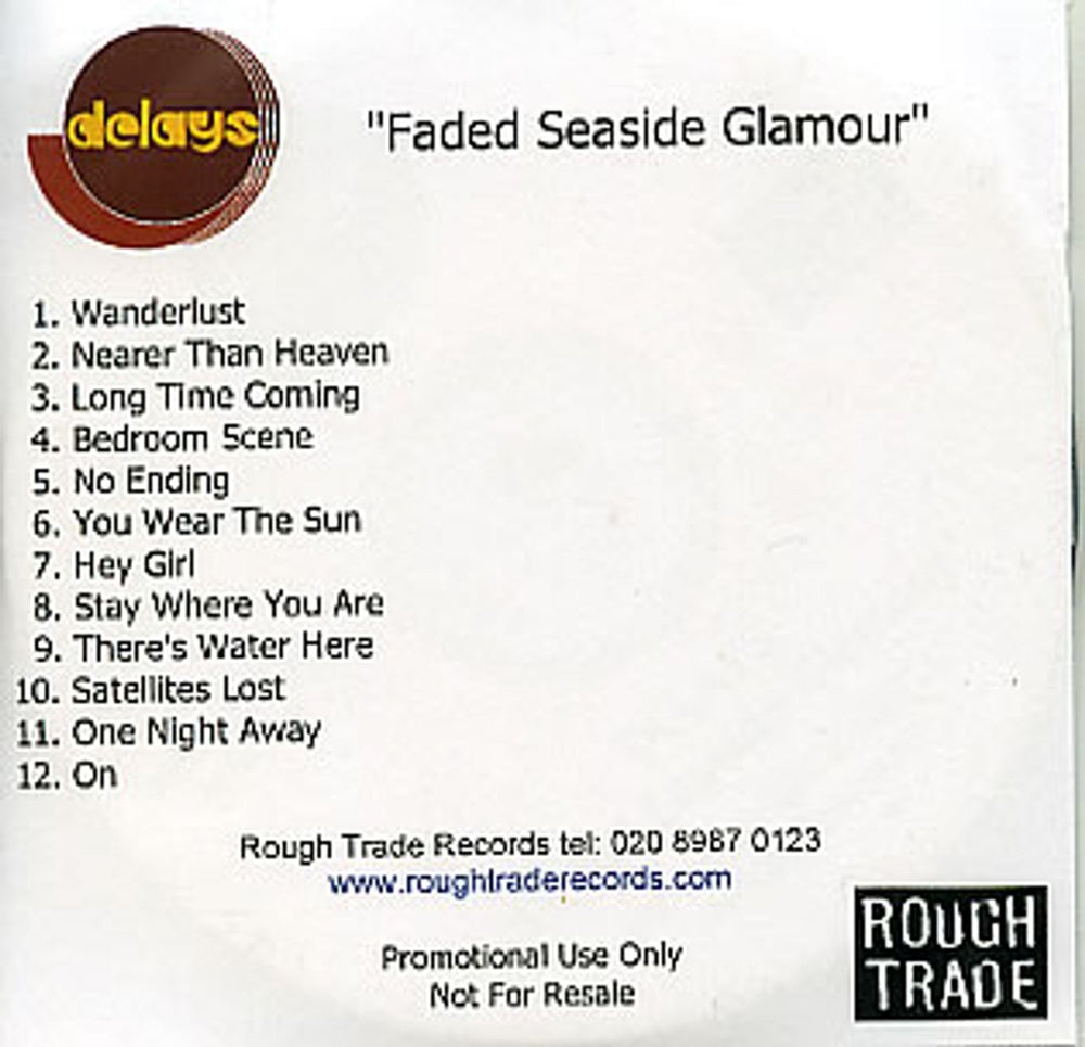 Delays Faded Seaside Glamour UK Promo CD-R acetate CD-R ACETATE