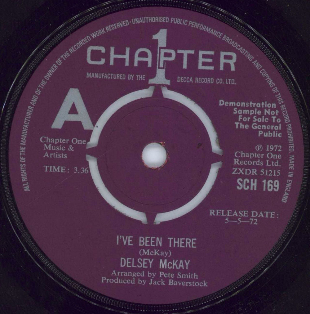 Delsey McKay I've Been There UK Promo 7" vinyl single (7 inch record / 45) SCH169