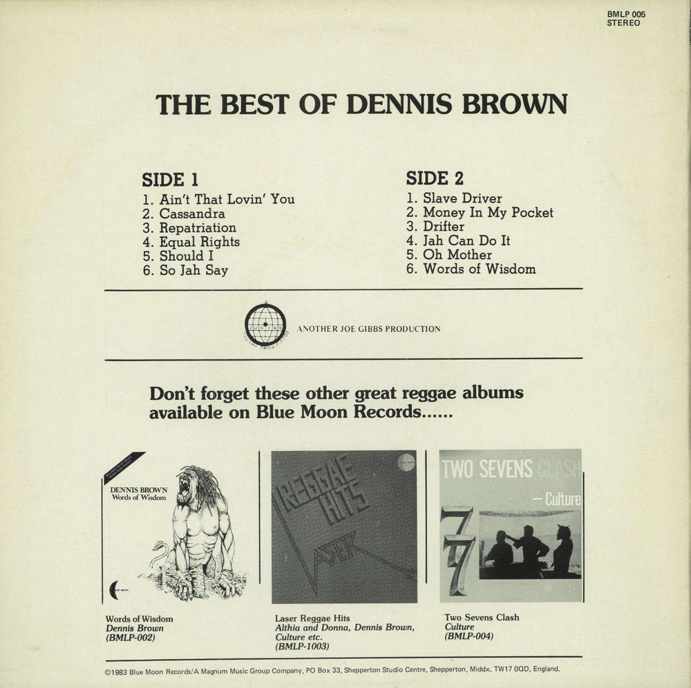 Dennis Brown The Best Of Dennis Brown UK vinyl LP album (LP record)