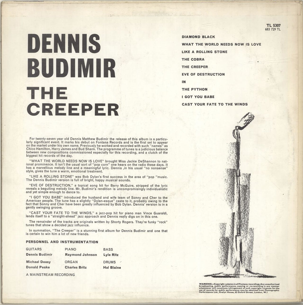 Dennis Budimir The Creeper UK vinyl LP album (LP record) F47LPTH692860